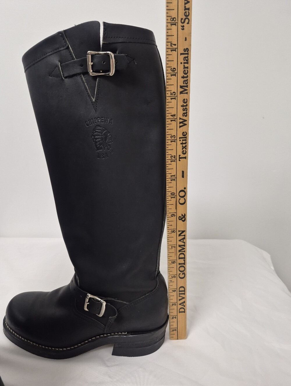NWOT Vintage Chippewa Tall Black Leather Steel Toe Engineer Biker Boots sz 6.5D - Picture 10 of 13